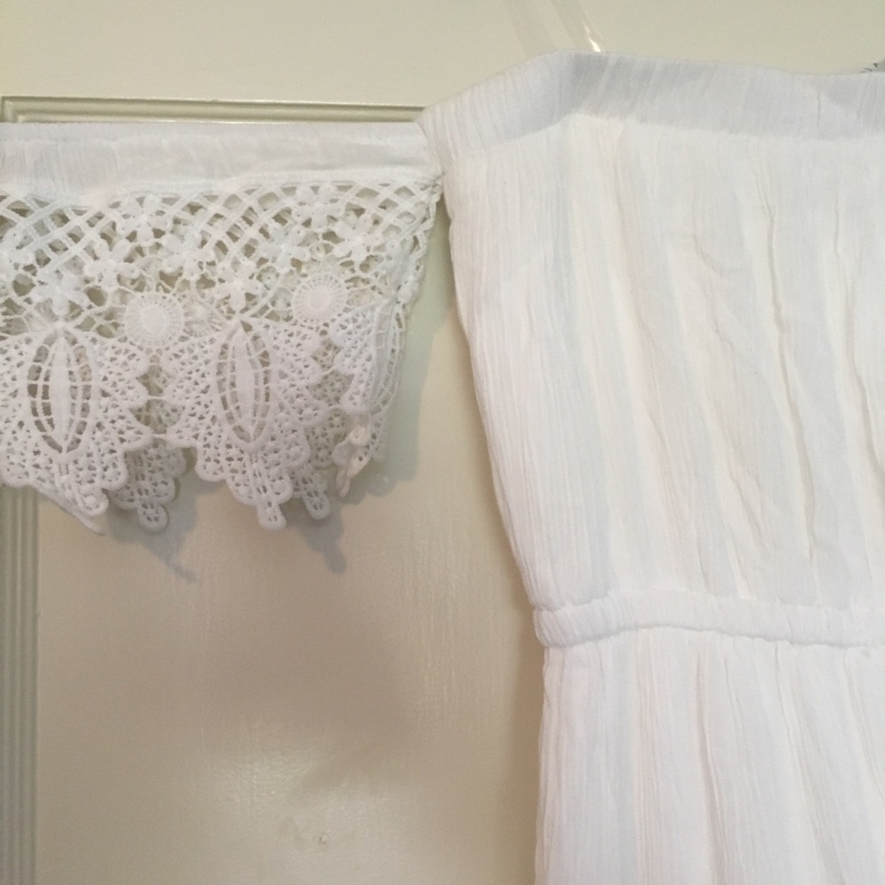 White off the shoulder princess dress.